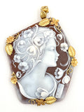 Cammeo in Conchiglia Sardonica oro 18kt Ciondolo/Spilla