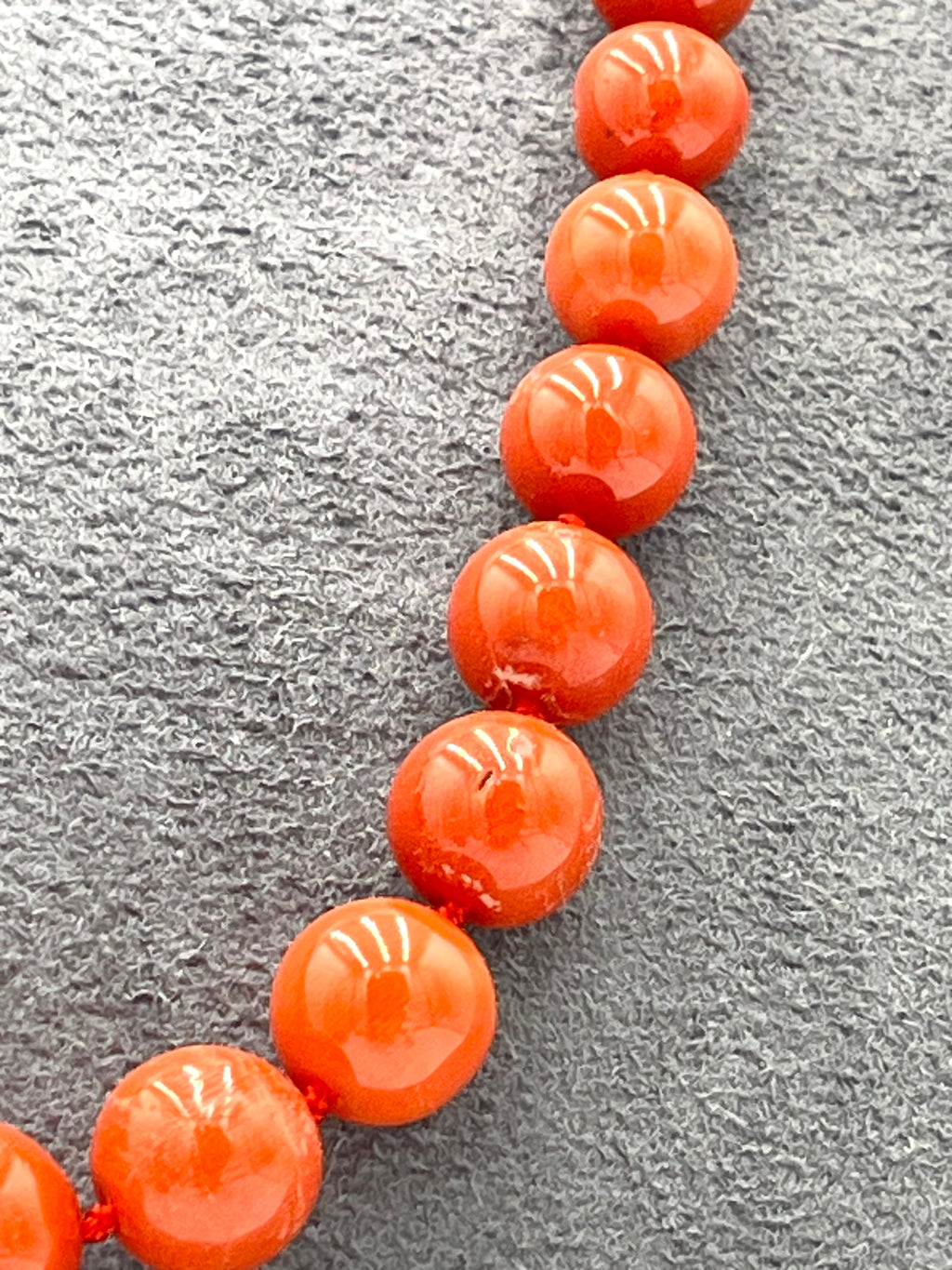 Collana Corallo Rosso Mediterraneo Naturale 63cm Pallini 7-11mm Oro 18kt Nodo